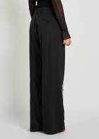 Stella Mccartney Floral-embroidered Straight-leg Trousers Black