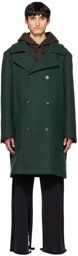 MM6 Maison Margiela Green Double-Breasted Coat