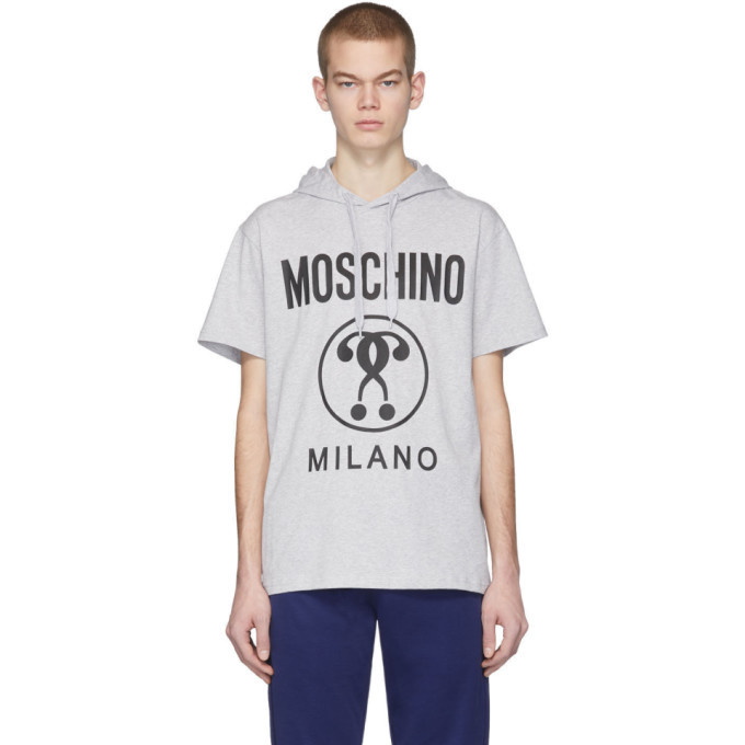 Photo: Moschino Grey Logo Hooded T-Shirt