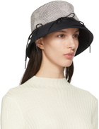 KARA Black Crystal Mesh Bow Bucket Hat