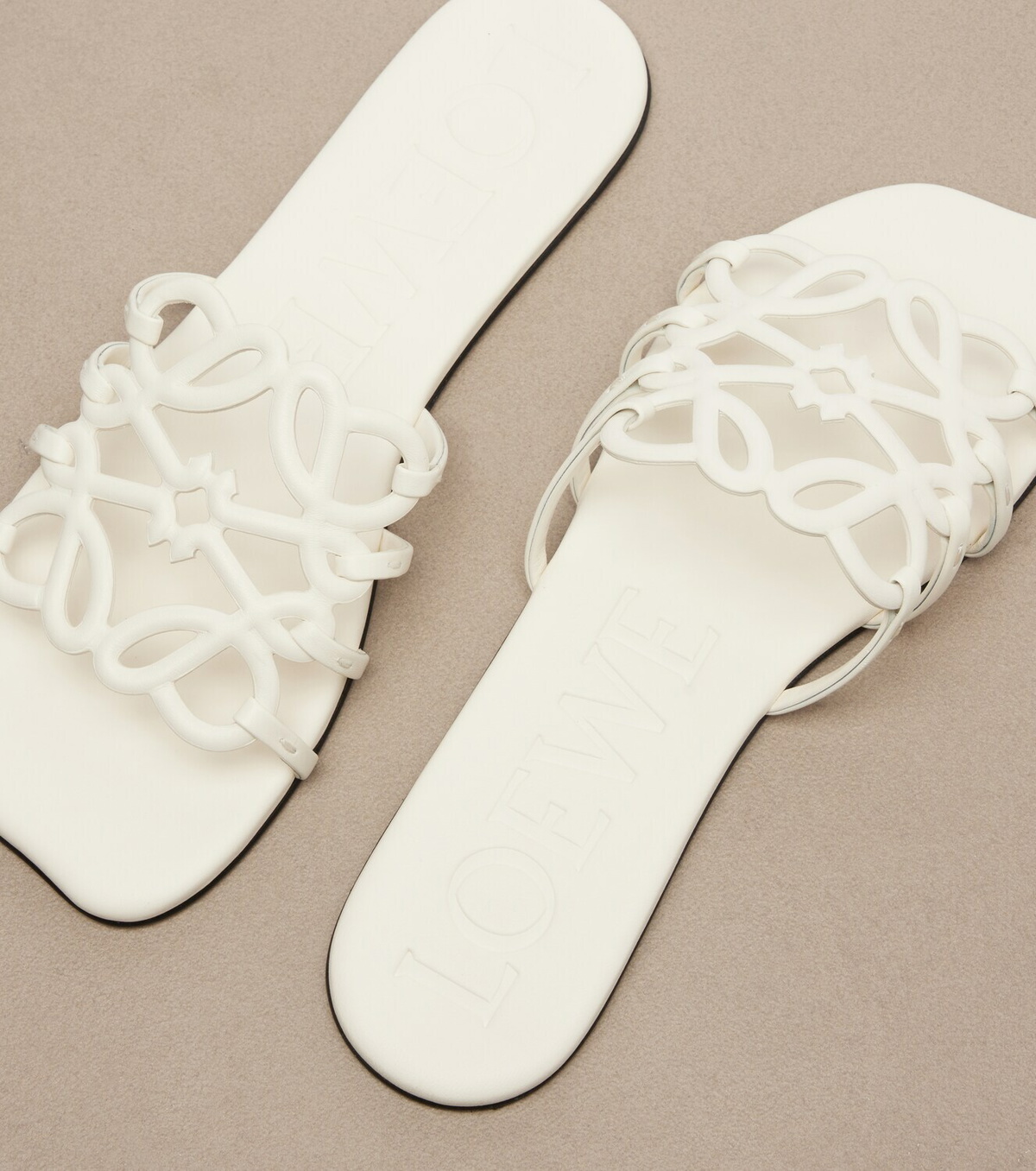 Loewe Petal Anagram leather slides