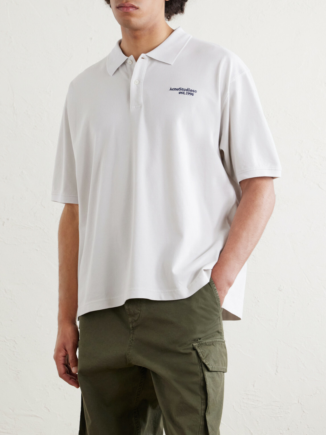 Acne Studios - Logo-Embroidered Cotton-Piqué Polo Shirt - White