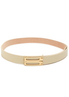 Victoria Beckham Frame Grained Leather Belt Ivory