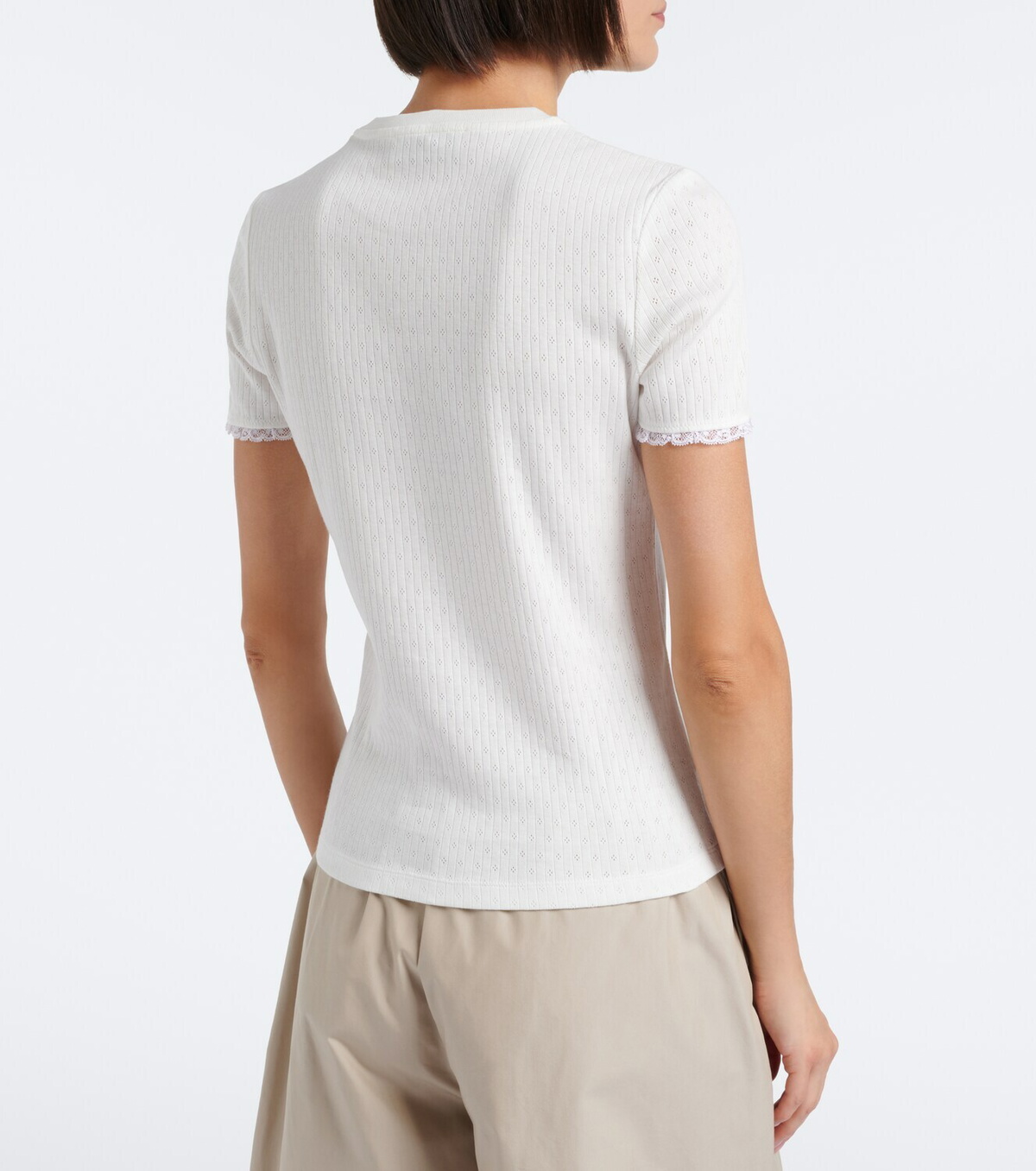 Miu Miu Pointelle cotton T-shirt