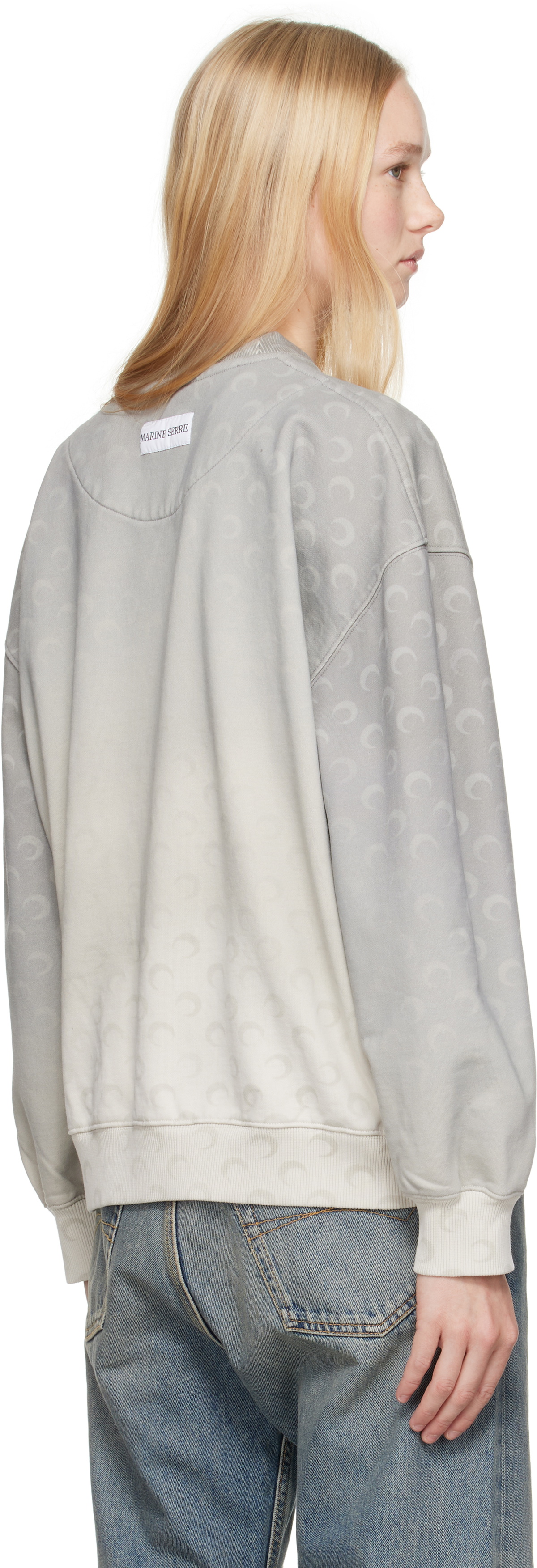 Marine Serre Gray Moon Faded Fleece Oversized Sweatshirt