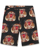 ENDLESS JOY - Tigre Printed Crepe Shorts - Black