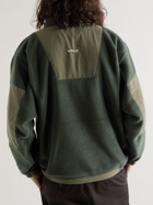 WTAPS - Logo-Embroidered Shell-Trimmed Fleece Half-Zip Sweatshirt - Green