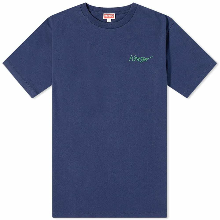 Photo: KENZO Paris Men's Poppy Print Relax T-Shirt in Navy