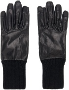 Rick Owens Black Short Ribcuff Gloves