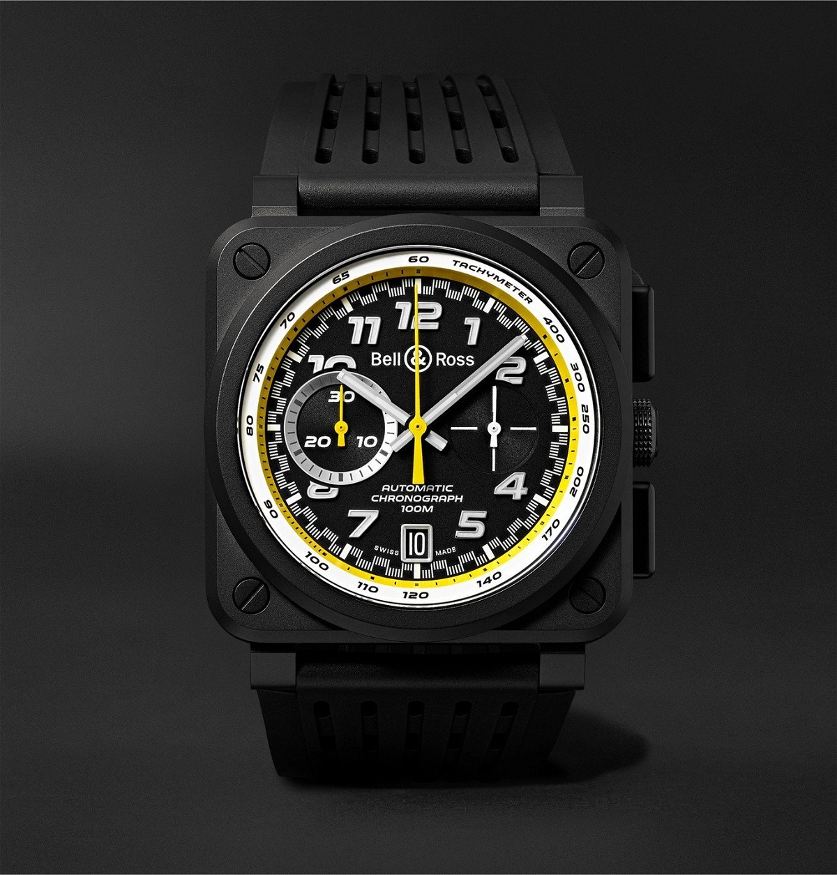 Photo: Bell & Ross - BR 03-94 R.S.20 Renault Limited Edition Automatic Chronograph 42mm Ceramic and Rubber Watch - Yellow