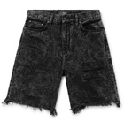 AMIRI - Thrasher Distressed Acid-Wash Denim Shorts - Men - Black