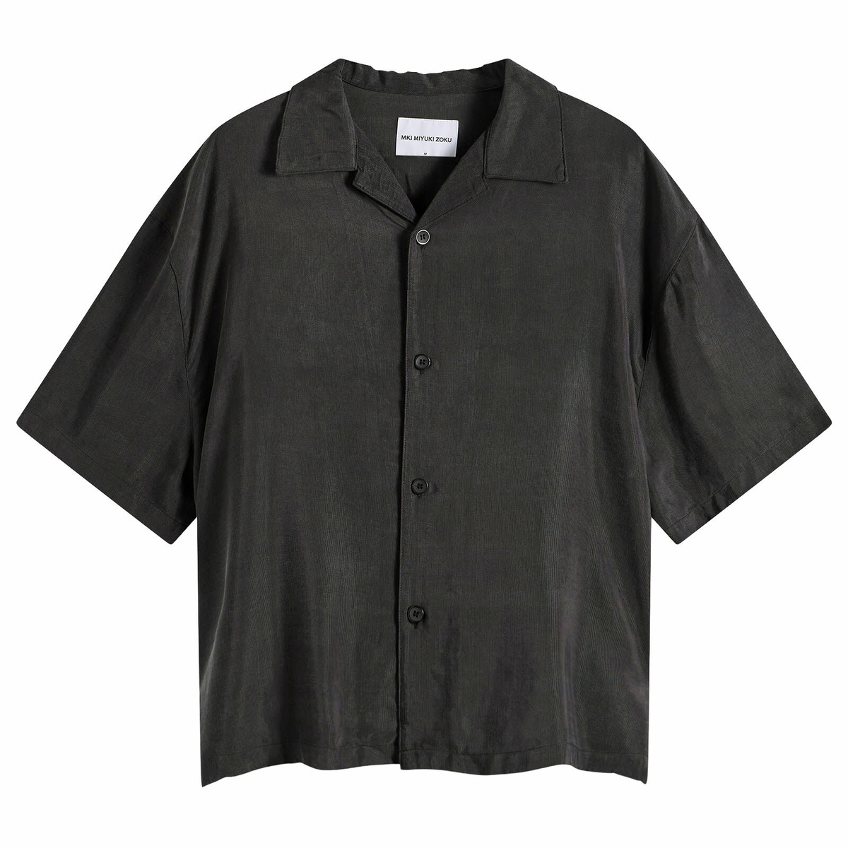 MKI Men's Ribbed Cupro Vacation Shirt in Sueded Black