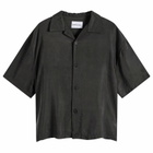 MKI Men's Ribbed Cupro Vacation Shirt in Sueded Black
