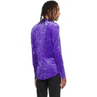 Sankuanz Purple Velour Metal Collar Shirt