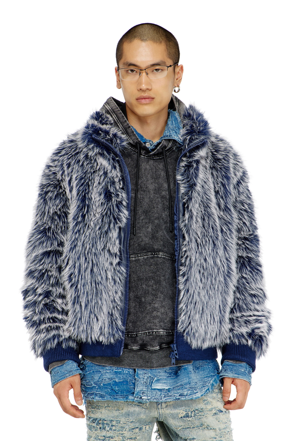 Diesel Shaggy winter jacket - Winter Jackets Mens in Blue