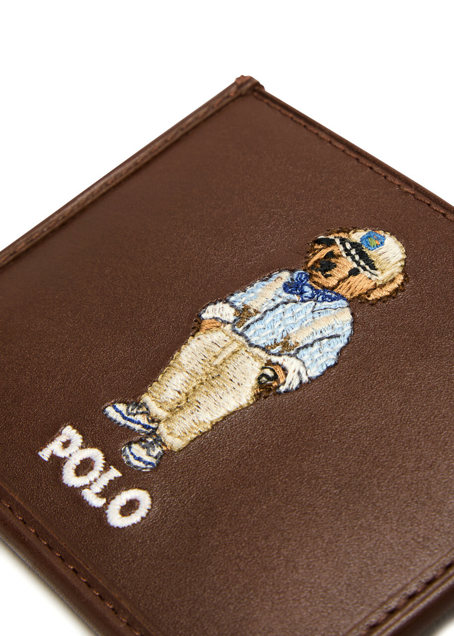 Polo Ralph Lauren Bear Leather Card Holder - Brown - One Size | Sale for Rewards Members