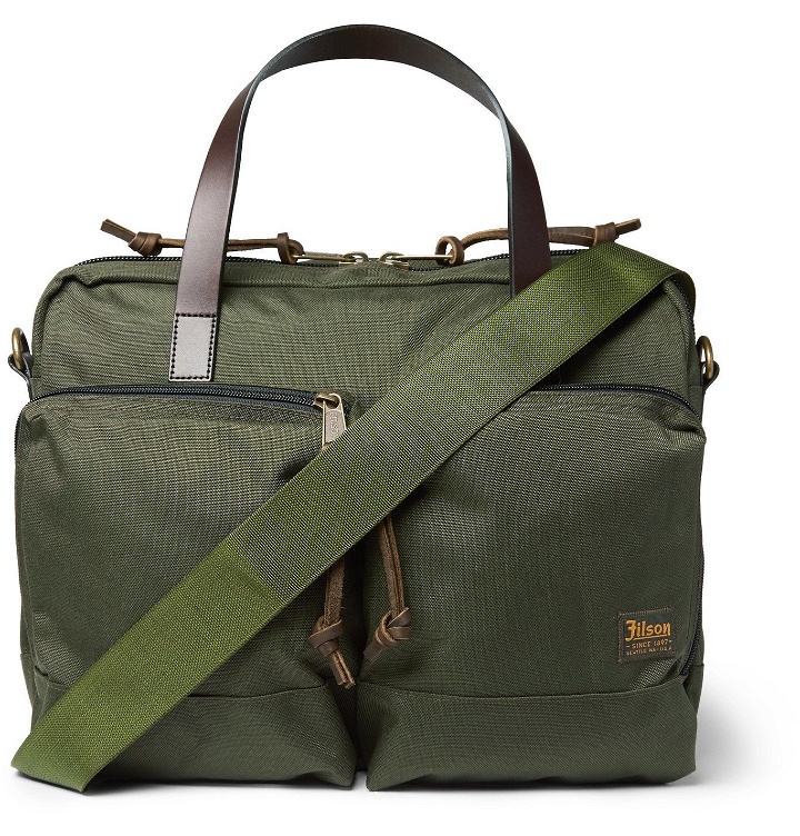 Photo: Filson - Dryden Leather-Trimmed Nylon Briefcase - Green