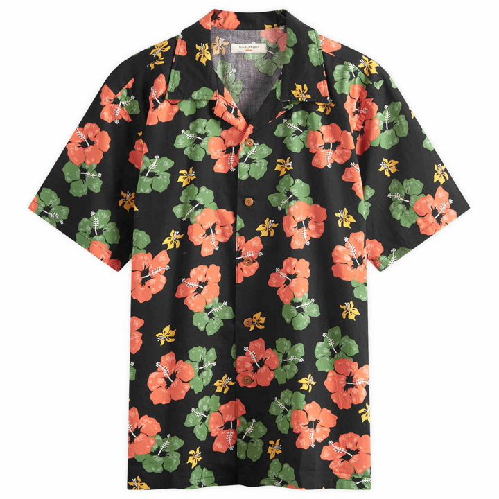 Photo: Nudie Jeans Co Men's Arvid Flower Hawaii Vacation Shirt in Black