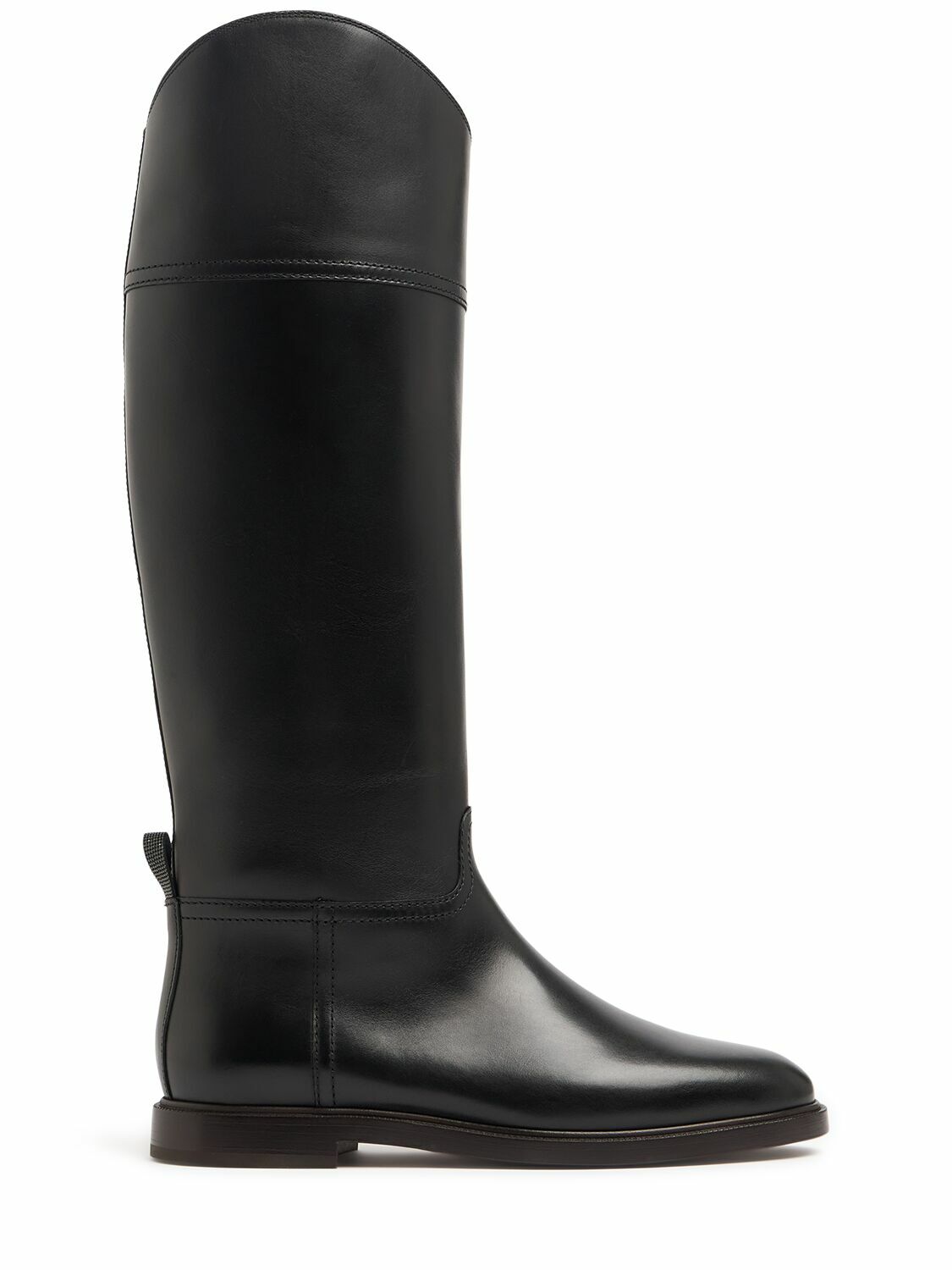 BRUNELLO CUCINELLI - 10mm Leather Tall Boots Brunello Cucinelli
