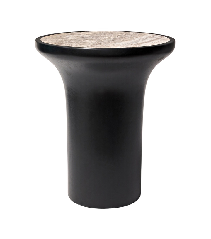 Photo: 101 Copenhagen Trumpet Tall travertine side table