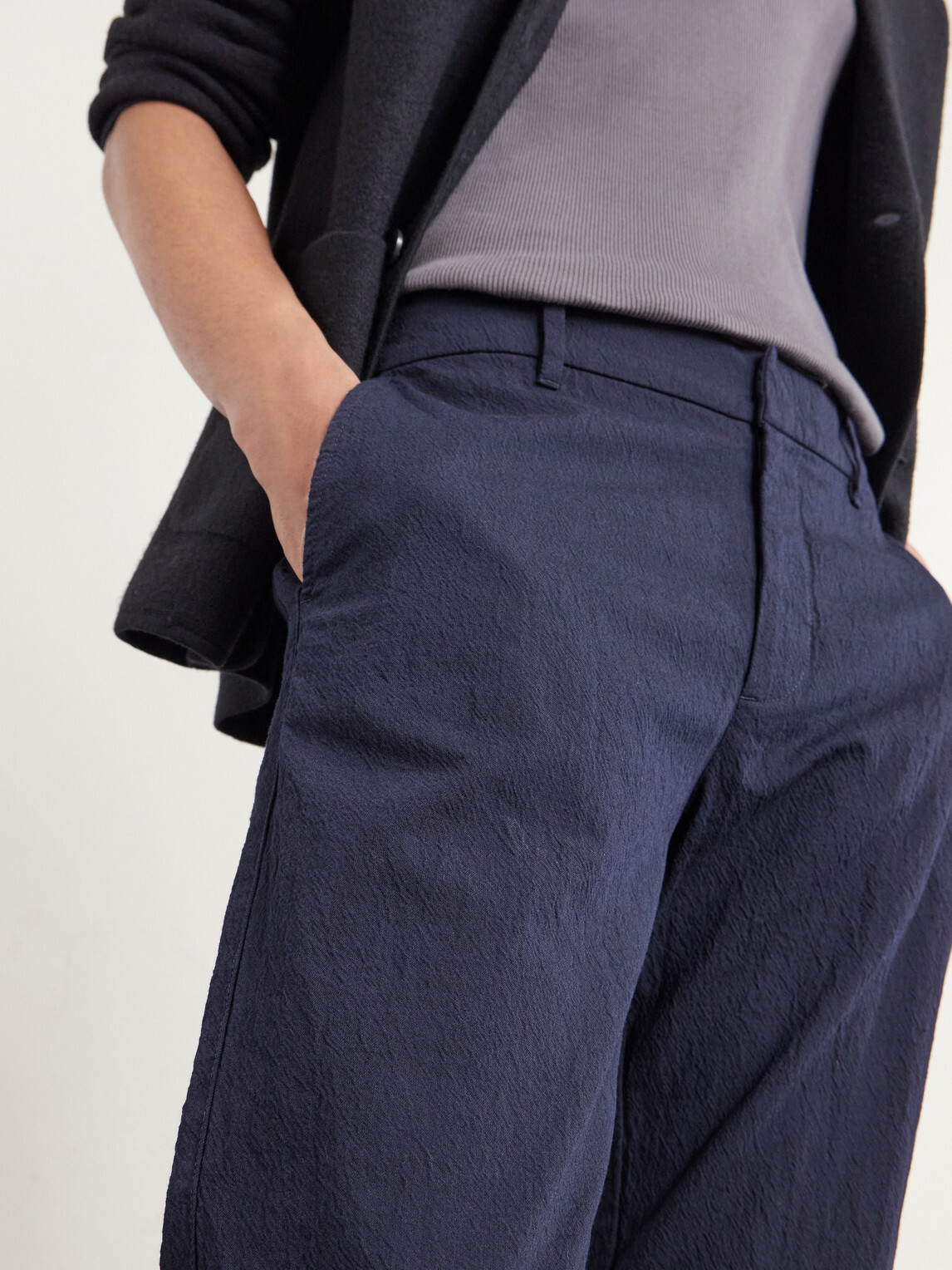 Barena - Slim-Leg Crinkled Cotton-Blend Trousers - Blue