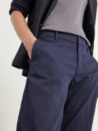 Barena - Slim-Leg Crinkled Cotton-Blend Trousers - Blue