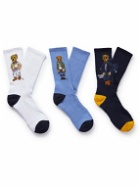 Polo Ralph Lauren - Three-Pack Ribbed Jacquard-Knit Cotton-Blend Socks