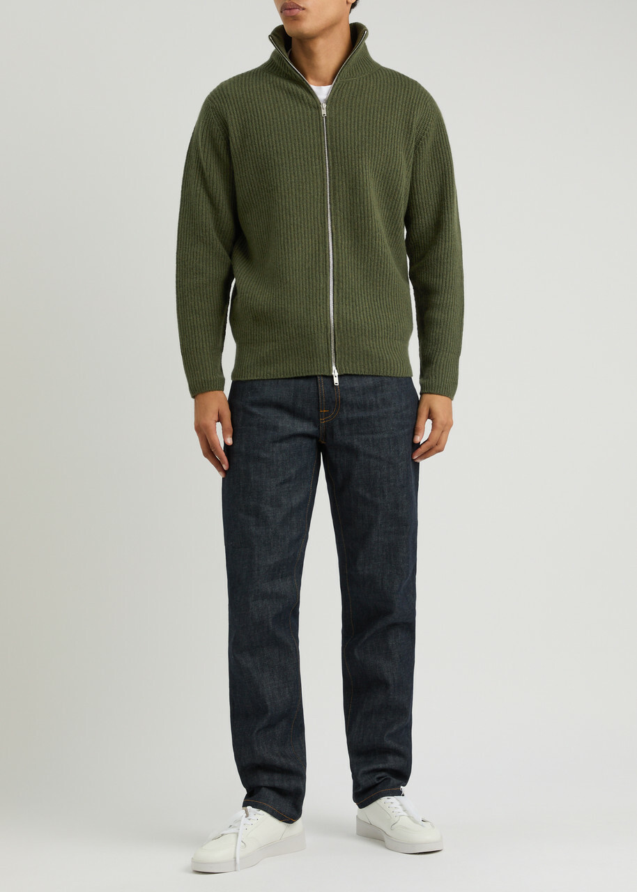 John Smedley Mallam Ribbed Cashmere-blend Cardigan Dark Green John