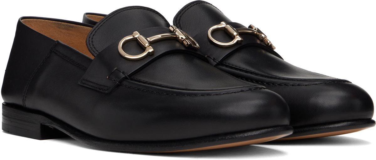 Ferragamo Black Gancini Ornament Mule Loafers
