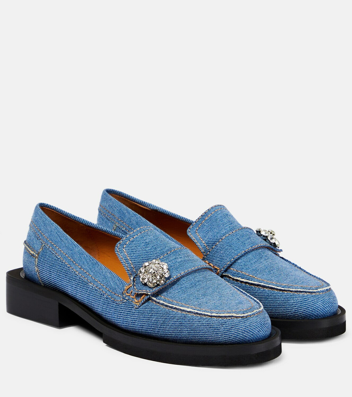 Ganni - Embellished denim loafers GANNI