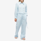 Sleeper Women's Safari Crop Shirt in Blue/White