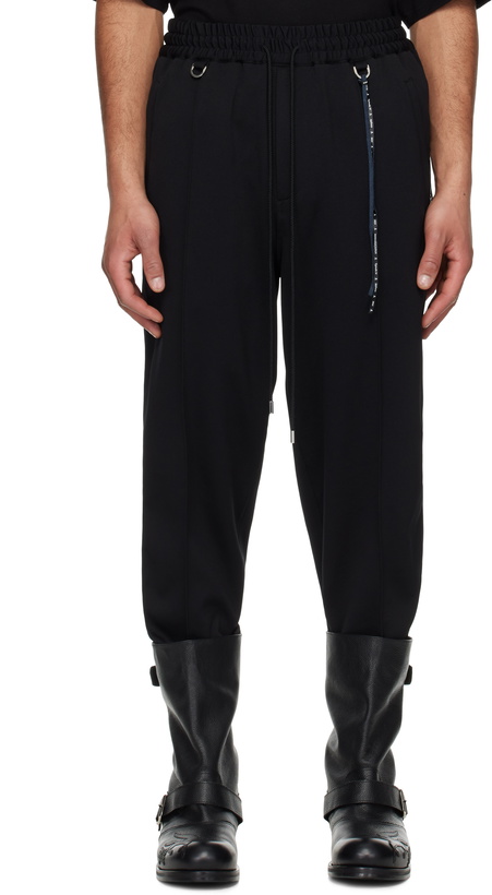 Photo: mastermind JAPAN Black Regular Fit Skull Tape Jersey Tapered Sweatpants