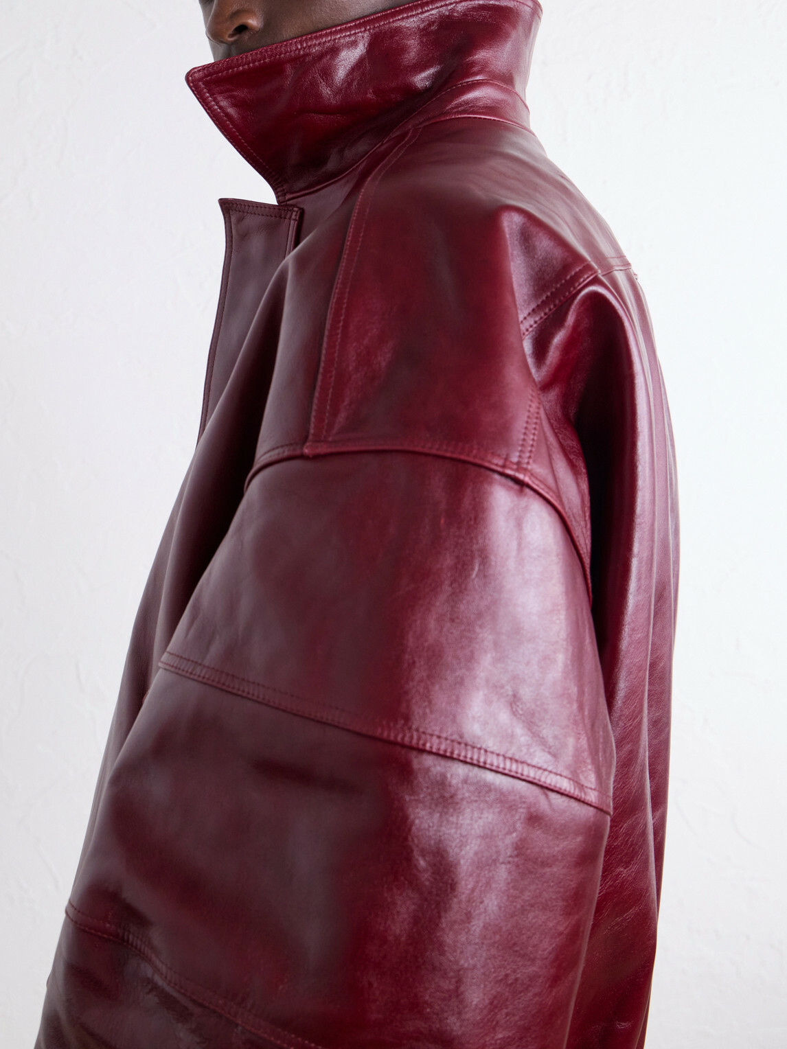 Willy Chavarria - OS Hustler´s Oversized Leather Jacket - Burgundy