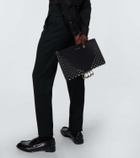 McQueen Four-Ring embellished leather clutch