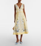 Self-Portrait Floral cotton poplin midi dress
