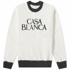 Casablanca Men's Terry Colour Block Embroidered Sweat in Off White