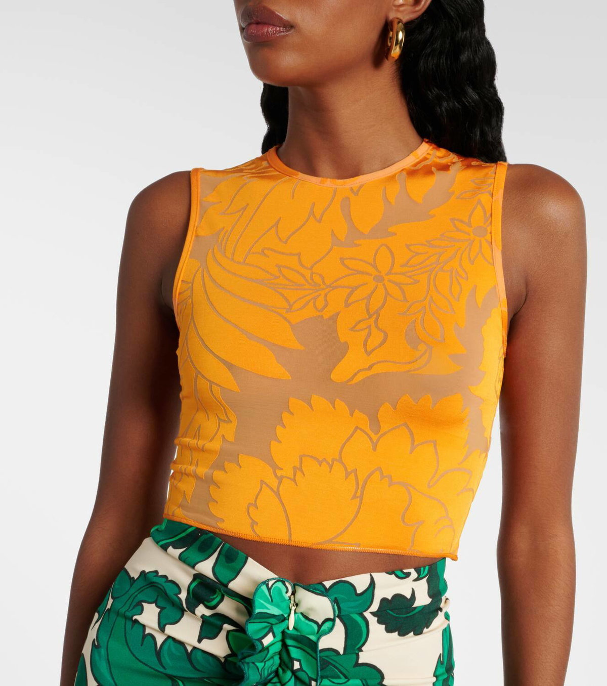Etro Open-knit sweater and printed crop top set