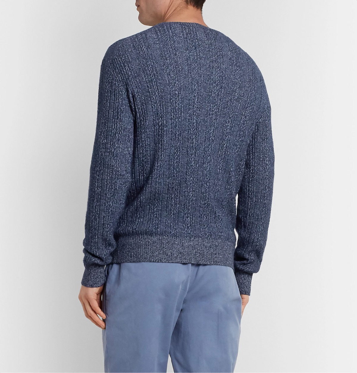 Ermenegildo Zegna - Cable-Knit Mélange Cashmere and Cotton-Blend