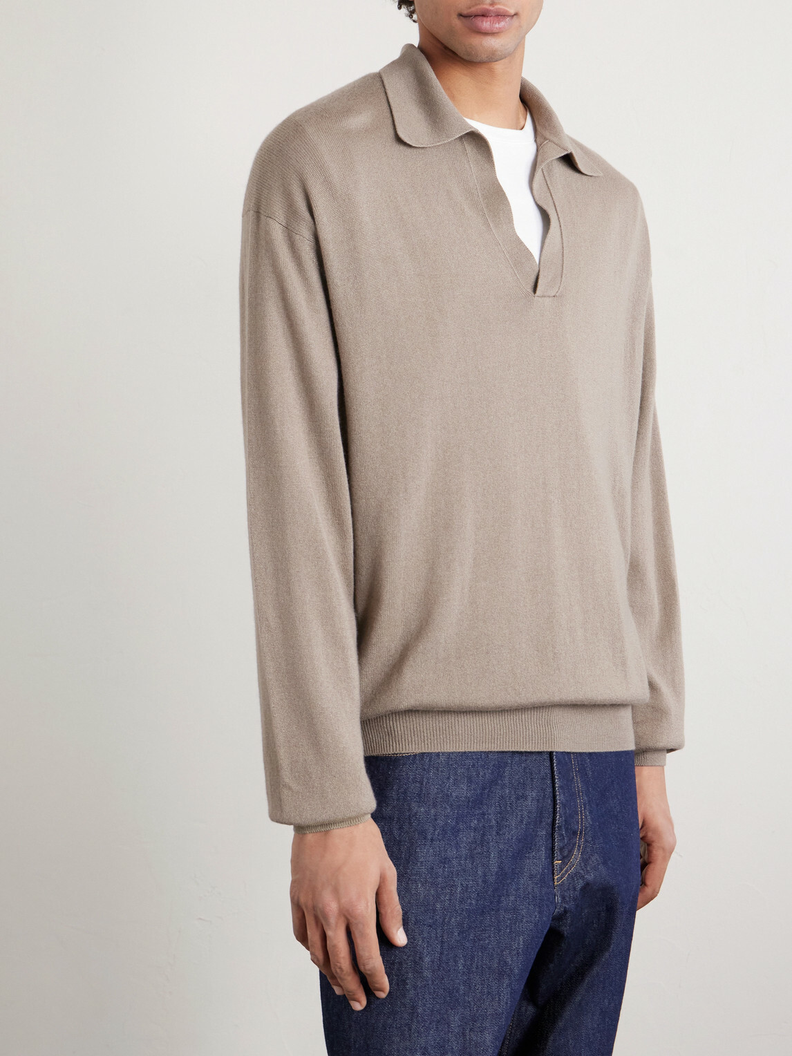 Auralee - Open-Collar Cashmere and Silk-Blend Polo Shirt - Brown