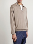Auralee - Open-Collar Cashmere and Silk-Blend Polo Shirt - Brown