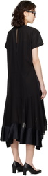 sacai Black Cotton Broadcloth Midi Dress