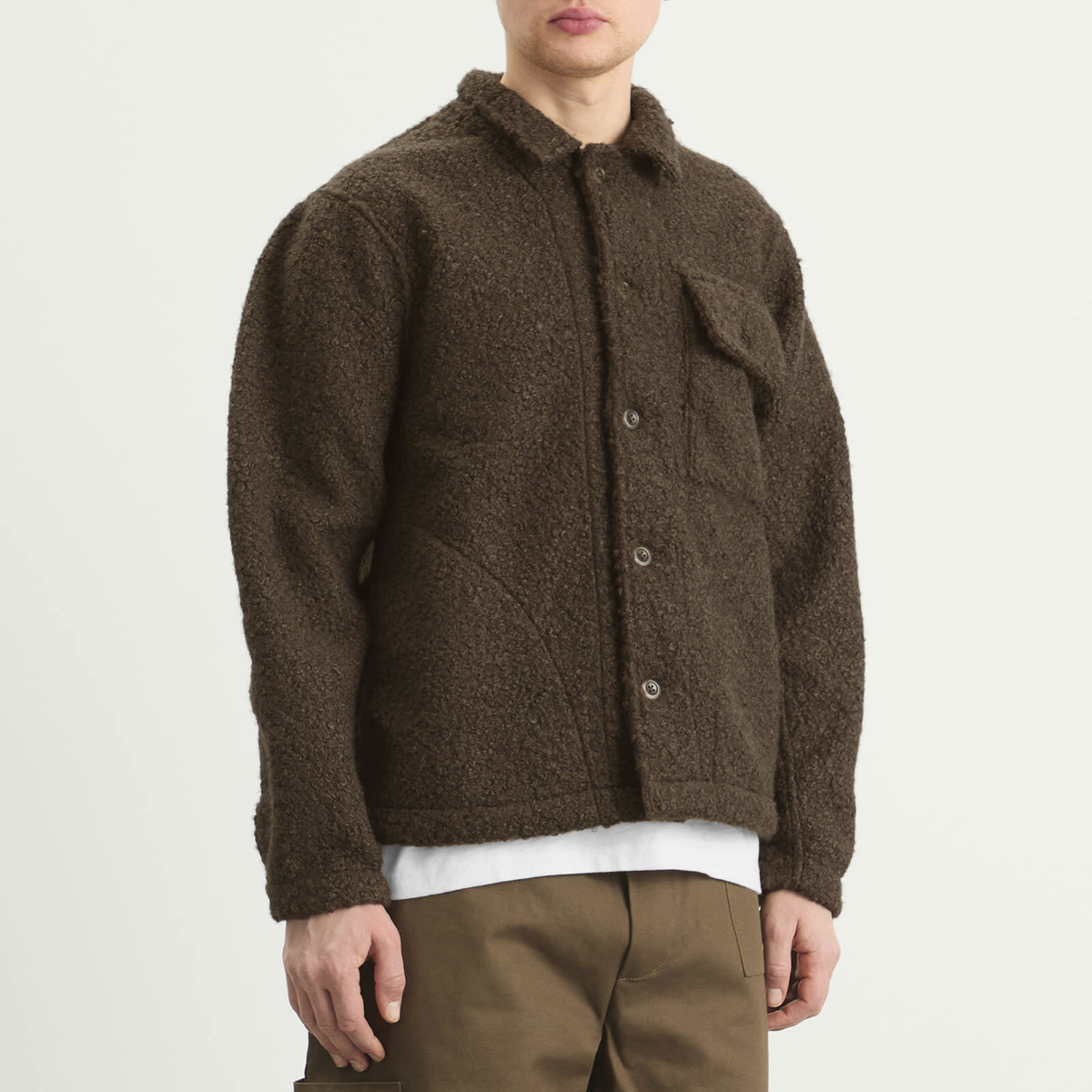 Café Mountain Men's Curly Boxy Explorers Jacket in Moss