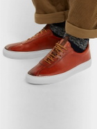 Grenson - Hand-Painted Leather Sneakers - Brown