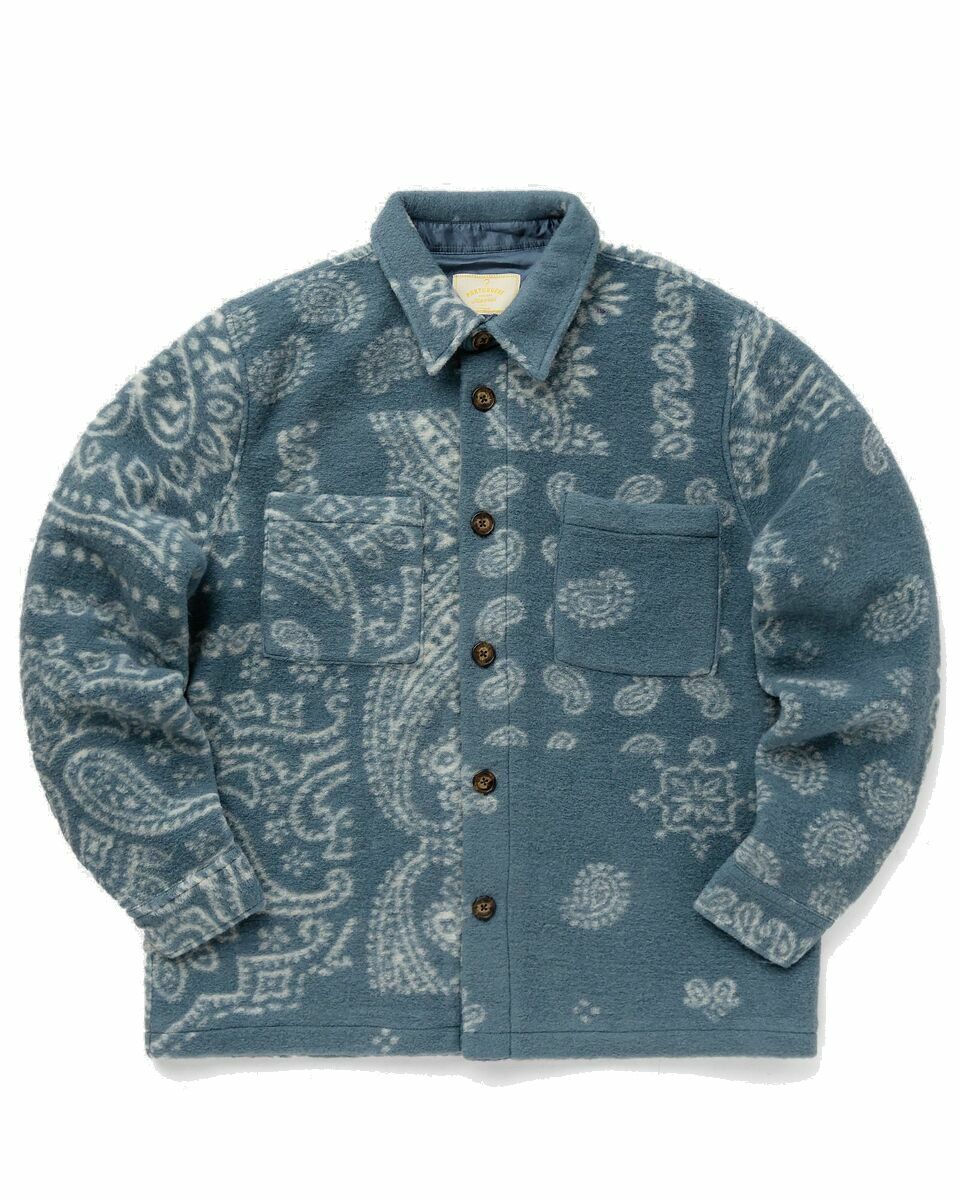 Photo: Portuguese Flannel Abstract Paisley Overshirt Blue - Mens - Overshirts