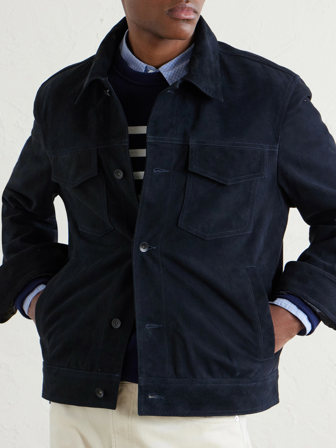 Rag & Bone - Suede Trucker Jacket - Blue