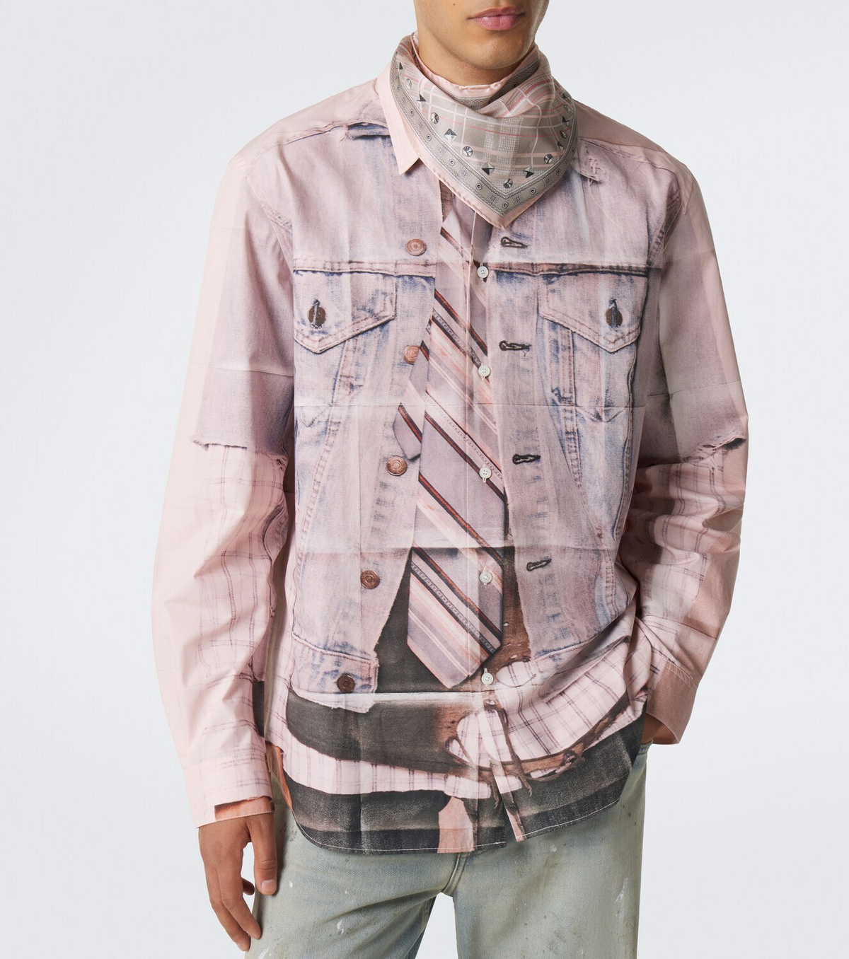 Acne Studios Printed silk satin scarf