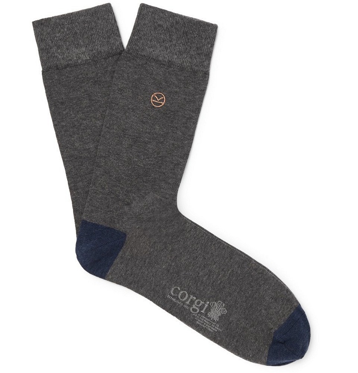 Photo: Kingsman - Colour-Block Cotton-Blend Socks - Gray