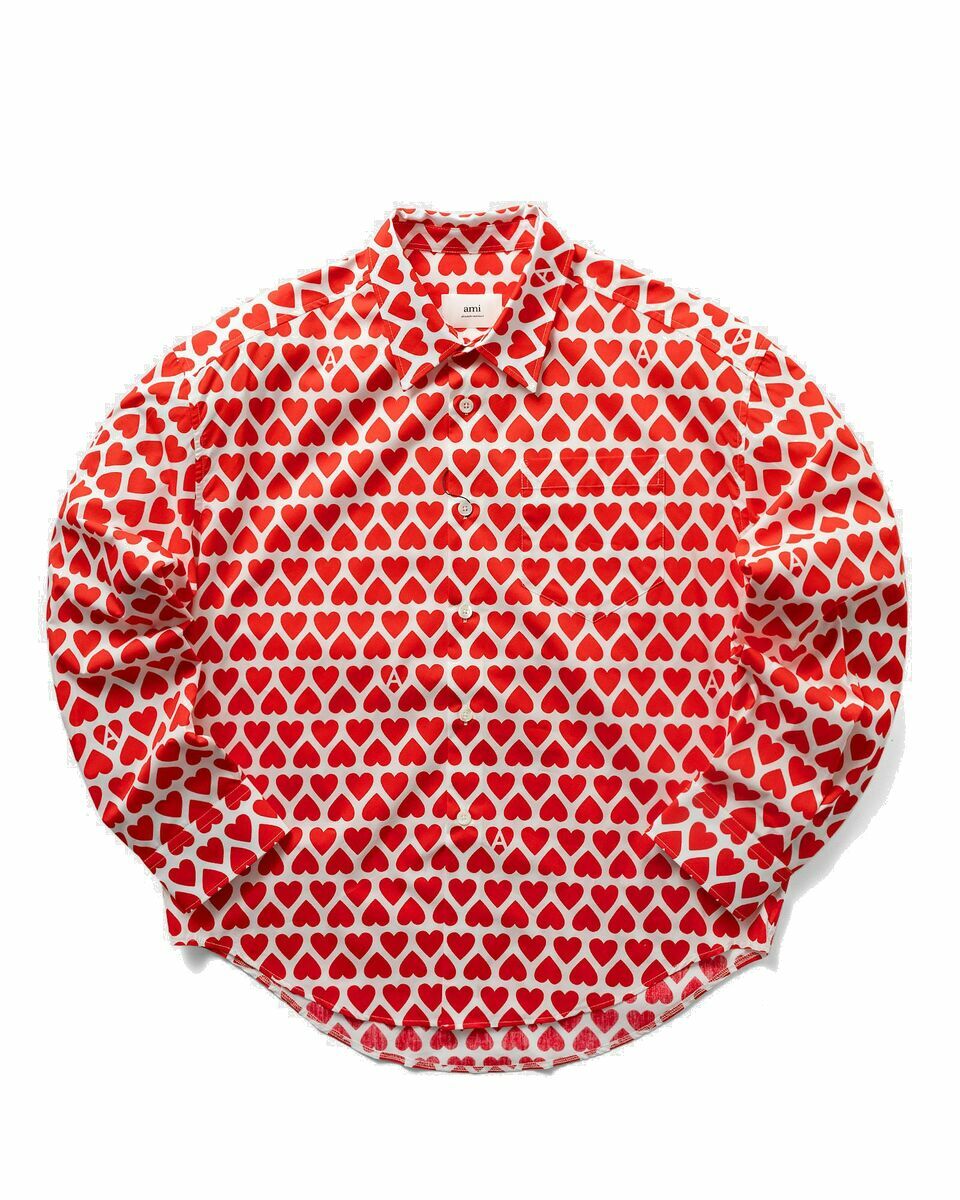 Photo: Ami Paris Boxy Fit Shirt Red/White - Mens - Longsleeves