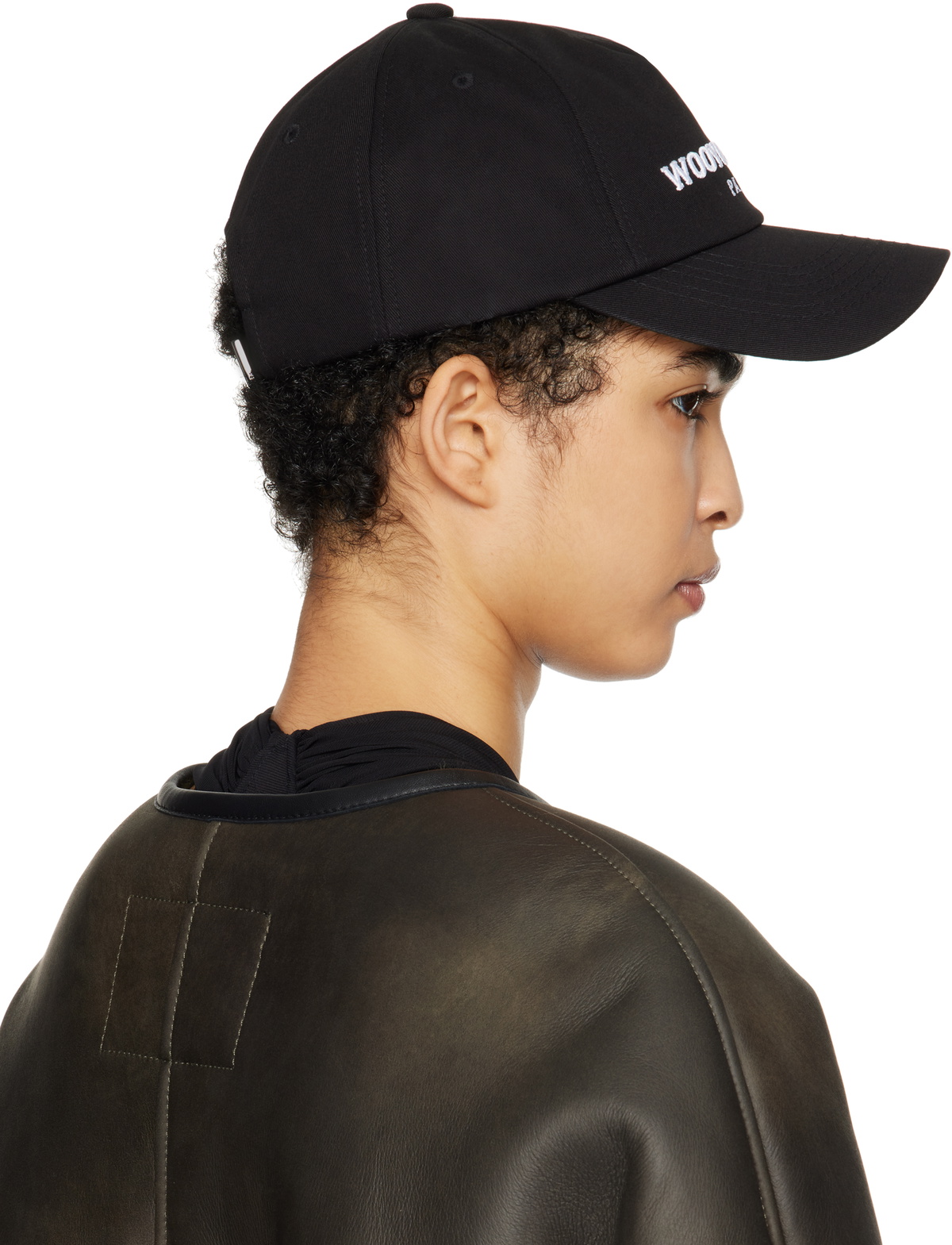 WOOYOUNGMI Black Embroidered Ball Cap Wooyoungmi