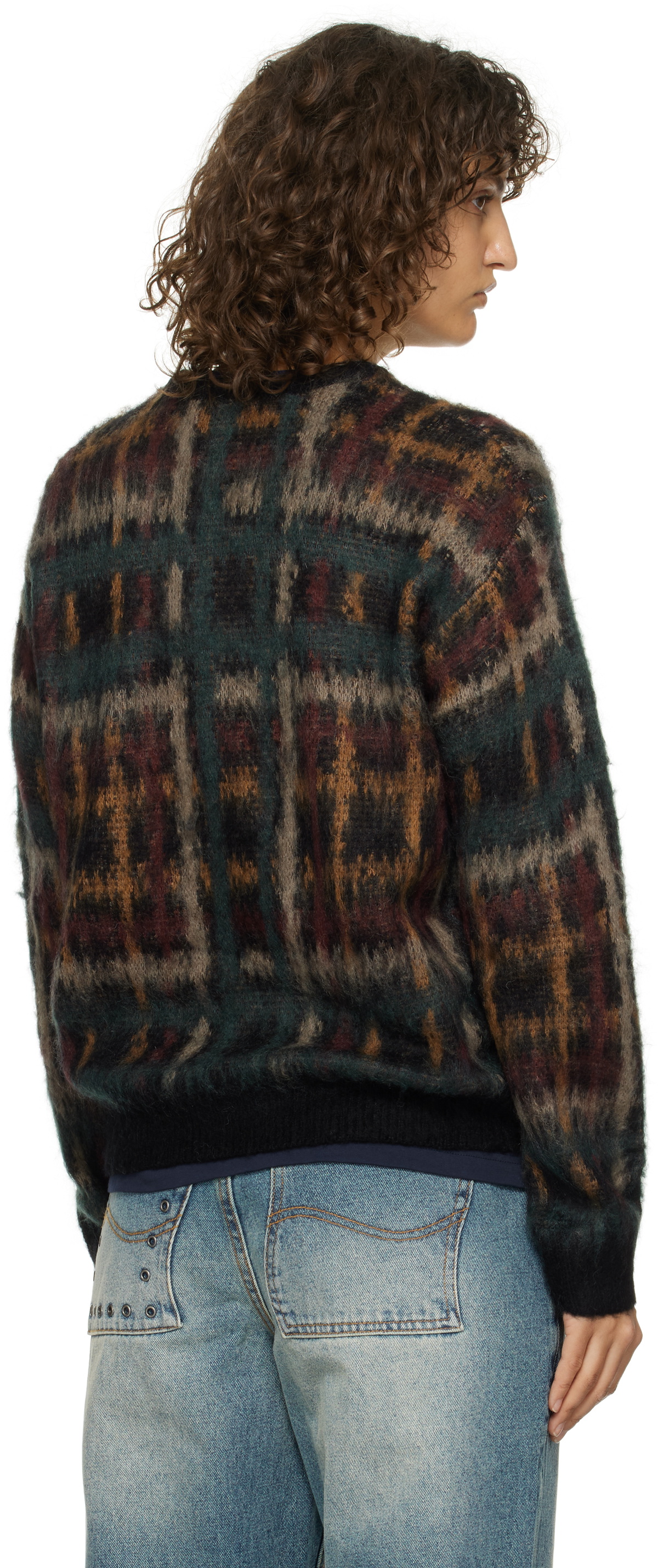 Dime Black Plaid Mohair Knit Sweater Dime